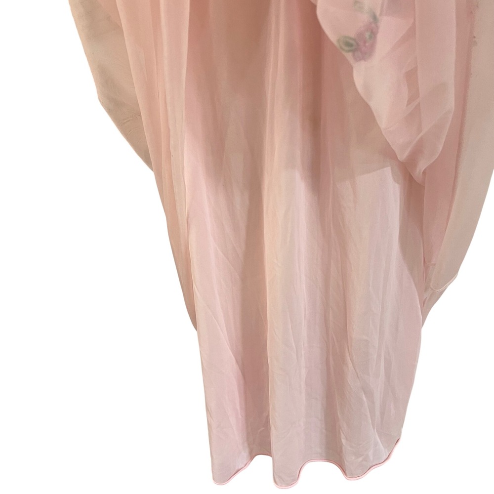 Vintage Pink Chiffon Floral Embroidered Babydoll Lingerie Slip Dress Ballet M/L - Picture 5 of 7